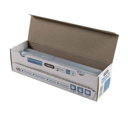 Bobine pour tickets de carte bancaire 57x30mm - 9m - 1 pli thermique 52g/m2 - Safe Contact.
