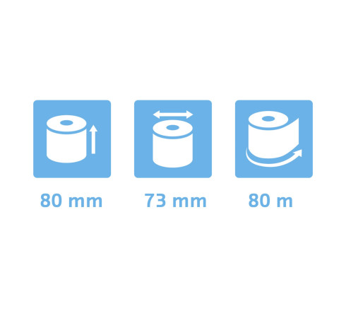 Bobine pour tickets de caisse 80x73m - 80m - 1 pli thermique 48/m2- grande longueur.