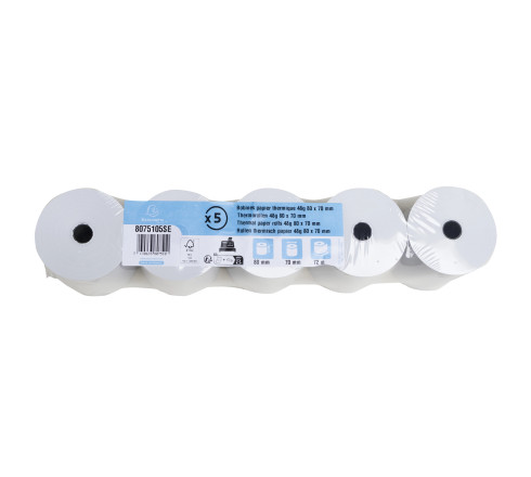 Bobine pour tickets de caisse 80x70m - 72m - 1 pli thermique 48m2.
