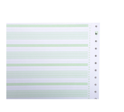 2000 feuilles de listing zoné vert 240x11 1pli Bandes Caroll Non Détachables 60g