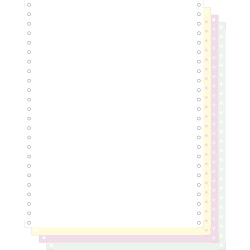 500 feuilles de listing autocopiantes blanc/jaune/rose/vert 240x12 4plis Bandes Caroll Détachables