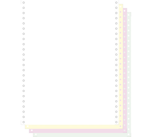500 feuilles de listing autocopiantes blanc/jaune/rose/vert 240x12 4plis Bandes Caroll Détachables