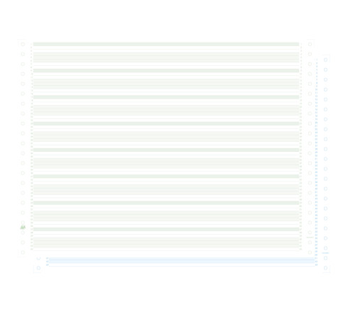 1000 feuilles de listing autocopiant zoné vert/bleu 380x11 2plis Bandes Caroll Non Détachables