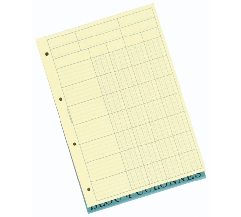 Bloc de contrôle comptable 29,7x21cm - 4 colonnes - 70 feuillets