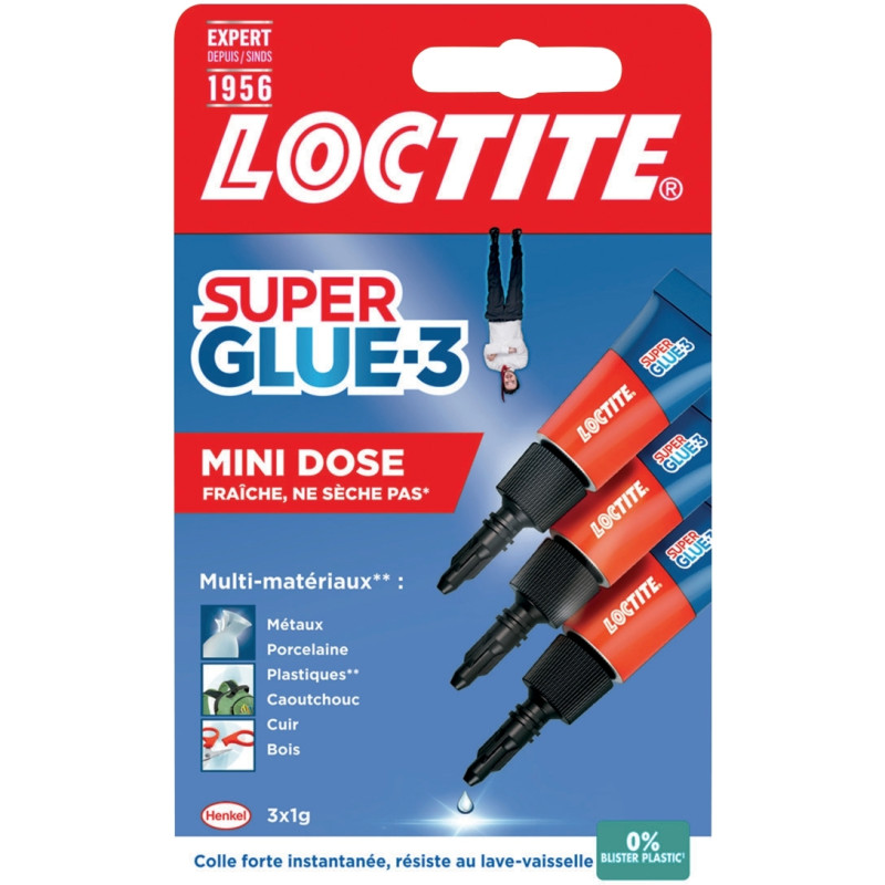 Blister de 3 tubes colle 1g superglue 3