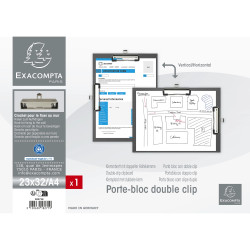 Porte-bloc double clip papier enduit - Format 23x32cm pour A4