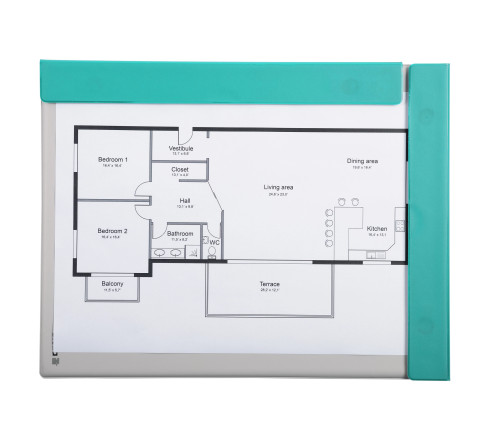 Porte-bloc aimanté rembordé plastique pour A4