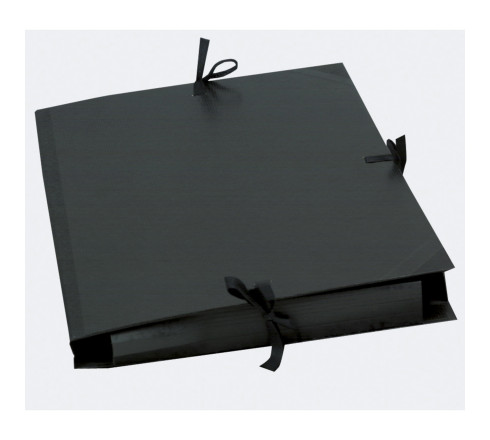 Carton à dessin kraft noir vernis avec ruban 32x45 cm - Pour format A3