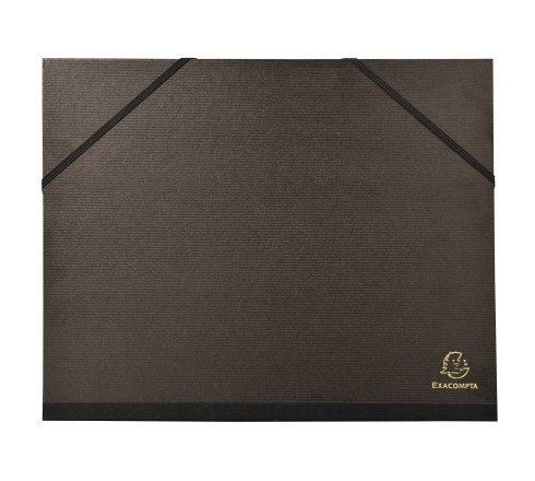 Carton à dessin kraft noir vernis avec élastiques 26x33 cm - Pour formats A4 et 24x32 cm