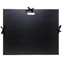 Carton à dessin kraft noir vernis avec rubans et poignée 59x72 cm - Pour format raisin
