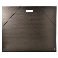 Carton à dessin kraft noir vernis avec élastiques et poignée 59x72 cm - Pour format raisin