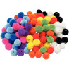 Sachet de 150 pompons a trou diamètre 20mm, 10 coloris assortis