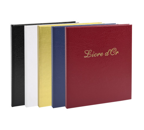Livre d'or Balacron avec titre 140 pages blanches - 21x19 cm vertical