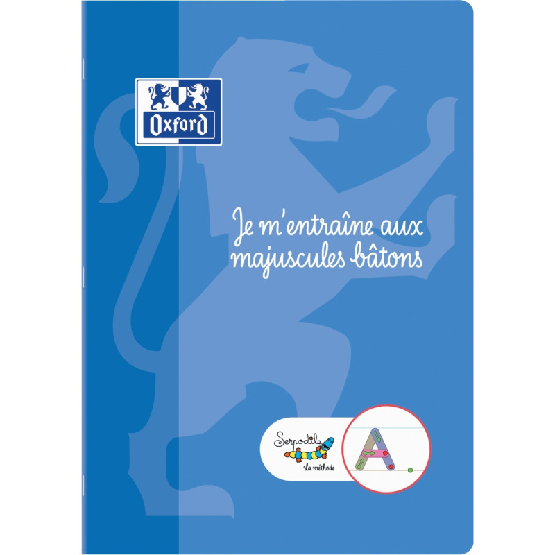 Cahier d'écriture DYS format A4, 48 pages, lettres majuscules bâtons