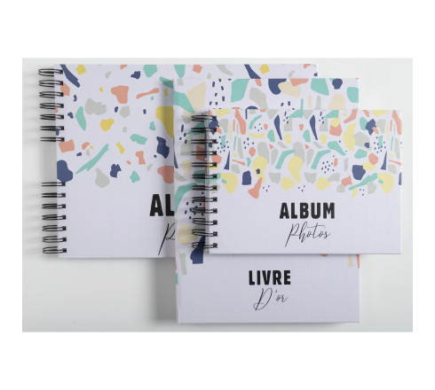 Livre d'or 100 pages tranche blanche - Format 27x22cm - TERRAZZO