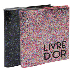 Livre d'or 140 pages tranche argent - Format 21x19cm - STRASS