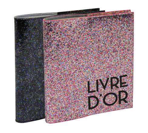 Livre d'or 140 pages tranche argent - Format 21x19cm - STRASS