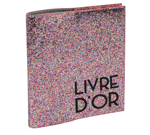 Livre d'or 140 pages tranche argent - Format 21x19cm - STRASS