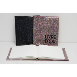 Livre d'or 140 pages tranche argent - Format 21x19cm - STRASS