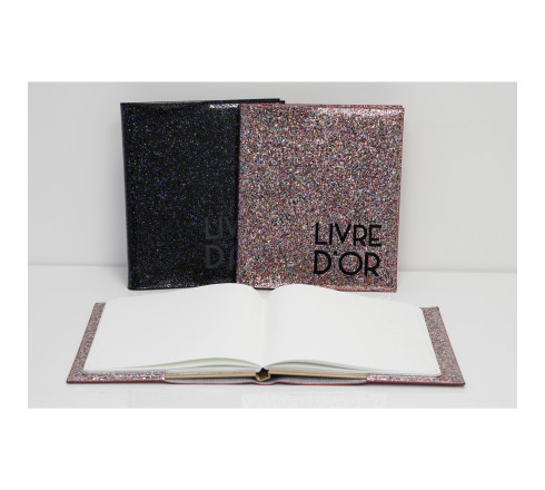 Livre d'or 140 pages tranche argent - Format 21x19cm - STRASS