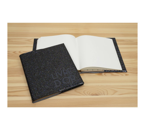 Livre d'or 140 pages tranche argent - Format 21x19cm - STRASS