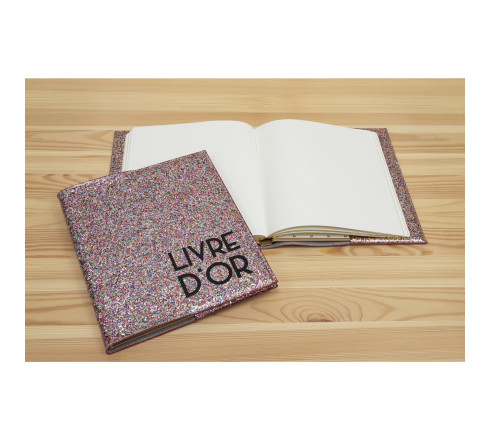 Livre d'or 140 pages tranche argent - Format 21x19cm - STRASS