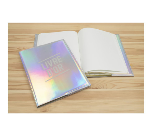Livre d'or 100 pages tranche argent - Format 27x22cm - GLOSSY