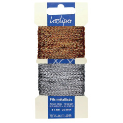 Lot de bobines élastiques 2 X 10mètres or et argent