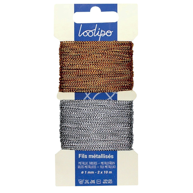Lot de bobines élastiques 2 X 10mètres or et argent