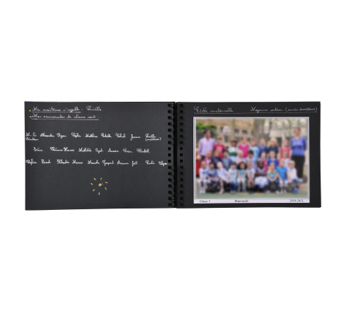 Album photos à spirales 50 pages noires pour photos de classe - 32x22 cm