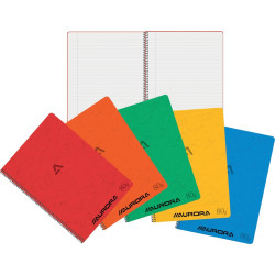 Cahier spiralé 120 pages 80g, ligné 8mm, format A4, coloris assortis