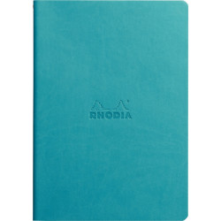 Carnet piqué 64 pages RHODIARAMA format A5, ligné, bleu turquoise