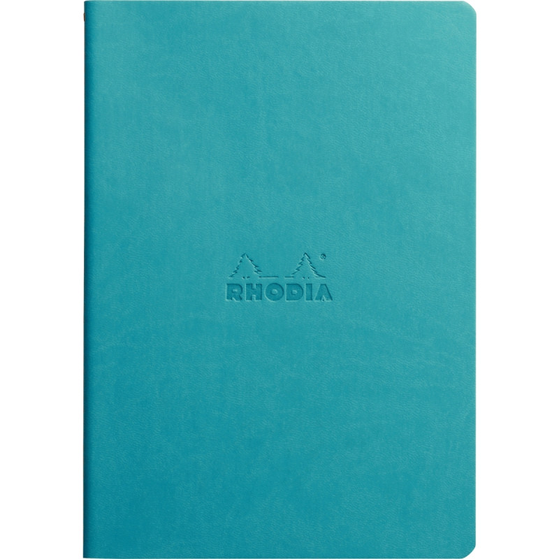 Carnet piqué 64 pages RHODIARAMA format A5, ligné, bleu turquoise
