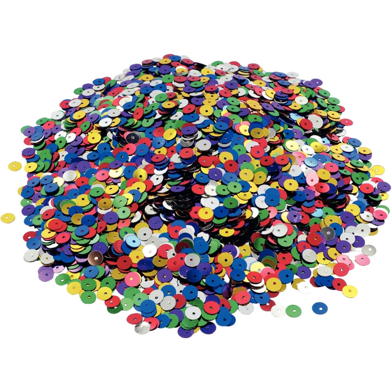 Pot de 185 grammes de sequins ronds lisses, perforés diamètre 6 mm, as