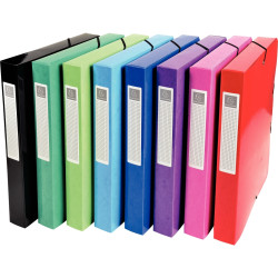 Boite de classement en carte lustrée IDERAMA dos 4 cm, coloris assorti