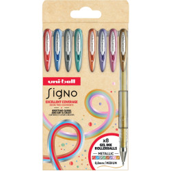 Pochette de 8 stylos gel Signo métallisés