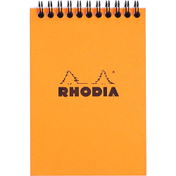 Bloc-notes à reliure intégrale RHODIA orange, format A6, 160 pages, qu