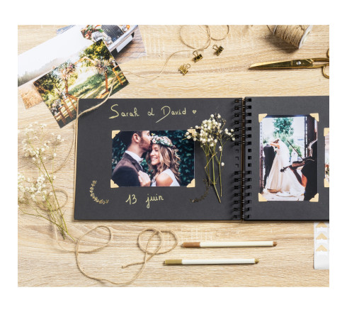 Kit de scrapbooking album 70 pages noires Scrap-Addict : Complet