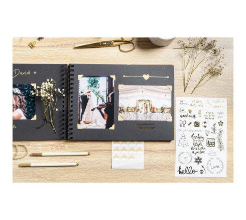 Kit de scrapbooking album 70 pages noires Scrap-Addict : Complet