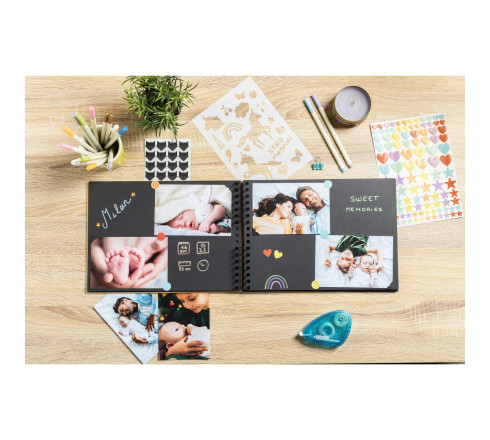 Kit de scrapbooking album 70 pages noires Scrap-Addict : Complet