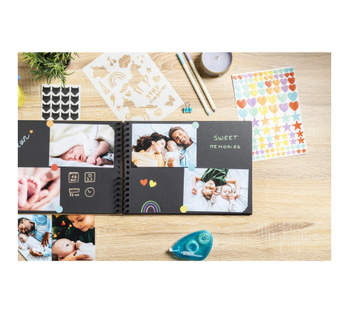 Kit de scrapbooking album 70 pages noires Scrap-Addict : Complet
