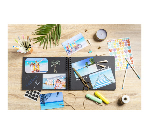 Kit de scrapbooking album 70 pages noires Scrap-Addict : Complet
