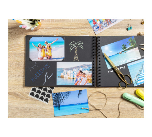 Kit de scrapbooking album 70 pages noires Scrap-Addict : Complet