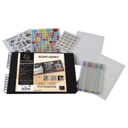 Kit de scrapbooking album 70 pages noires Scrap-Addict : Complet