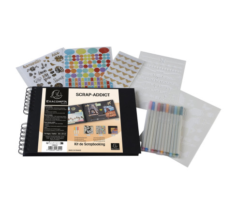 Kit de scrapbooking album 70 pages noires Scrap-Addict : Complet
