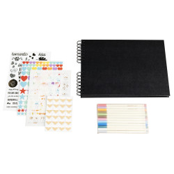 Kit de scrapbooking album 70 pages noires Scrap-Addict : Complet