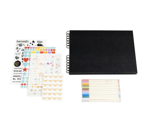 Kit de scrapbooking album 70 pages noires Scrap-Addict : Complet