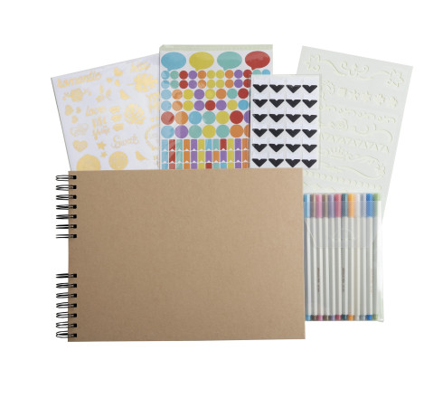 Kit de scrapbooking album 70 pages noires Scrap-Addict : Complet