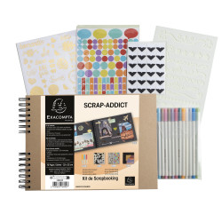 Kit de scrapbooking album 70 pages noires Scrap-Addict : Complet
