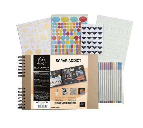 Kit de scrapbooking album 70 pages noires Scrap-Addict : Complet